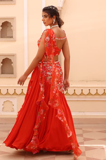 Manisha Soni Couture Floral Mirror Work Lehenga Set For Kids