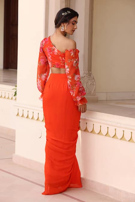 Manisha Soni Couture Floral Mirror Work Blouse & Skirt Set For Kids