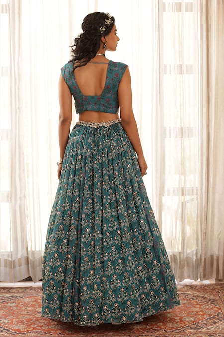 Manisha Soni Couture Floral Mirror Work Lehenga Set For Kids