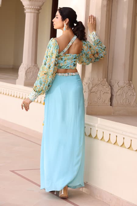 Manisha Soni Couture Floral Print Blouse With Skirt 