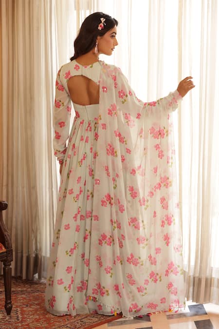 Manisha Soni Couture Floral Hand Embroidered Anarkali Set For Kids