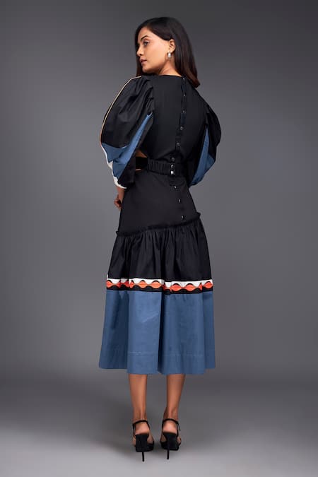 Deepika Arora Color Block Side Cutout Dress 