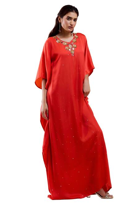 Buy Redpine Designs Red Viscose, Modal, Satin, Crepe Cut Work, Sequins Scarlet Embroidered Kaftan Online at Aza Fashions Buy_Redpine Designs_Red Viscose, Modal, Satin, Crepe Cut Work, Sequins Scarlet Embroidered Kaftan _Online_at_Aza_Fashions