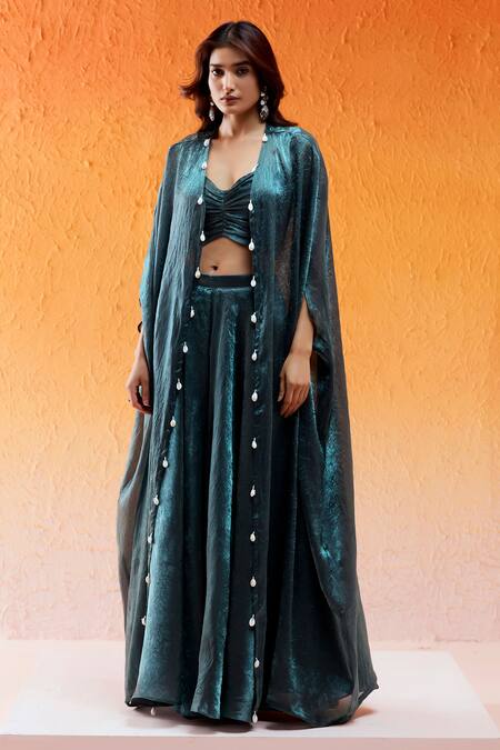 Buy Redpine Designs Blue Crepe Embroidery Sweetheart Neck Hand Bustier Skirt Co-od Set Online at Aza Fashions Buy_Redpine Designs_Blue Crepe Embroidery Sweetheart Neck Hand Bustier Skirt Co-od Set _Online_at_Aza_Fashions