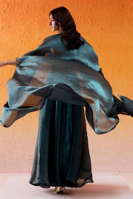 Shop Redpine Designs Blue Crepe Embroidery Sweetheart Neck Hand Bustier Skirt Co-od Set Online at Aza Fashions Shop_Redpine Designs_Blue Crepe Embroidery Sweetheart Neck Hand Bustier Skirt Co-od Set _Online_at_Aza_Fashions