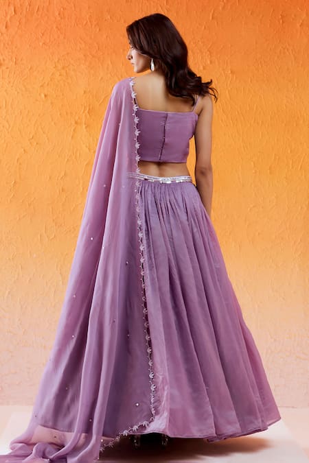 Redpine Designs Purple Organza, Crepe, Viscose Cut Work, Sequins, Mirrors, Hand Lehenga Set Online at Aza Fashions Redpine Designs_Purple Organza, Crepe, Viscose Cut Work, Sequins, Mirrors, Hand Lehenga Set _Online_at_Aza_Fashions