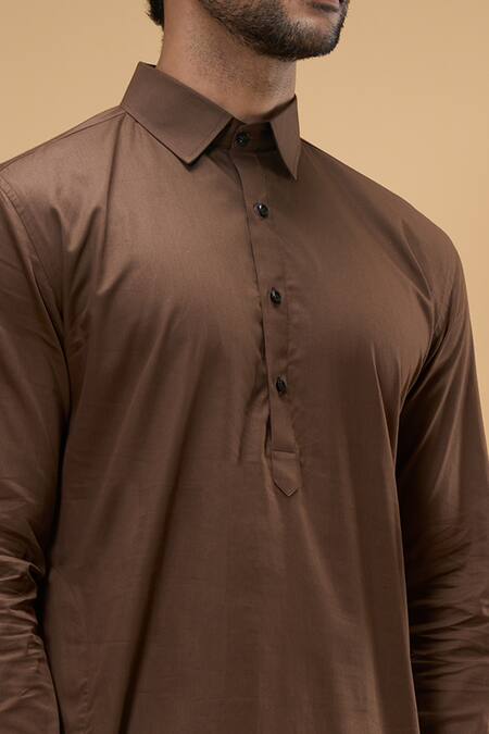 Buy_Arihant Rai Sinha_Brown Cotton Solid Kurta 