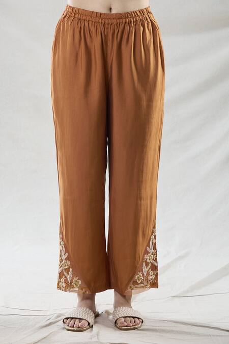 Naintara Bajaj Orange Viscose Embroidery Round Neck Kiaa Flora Tunic With Pant at Aza Fashions Naintara Bajaj_Orange Viscose Embroidery Round Neck Kiaa Flora Tunic With Pant _at_Aza_Fashions