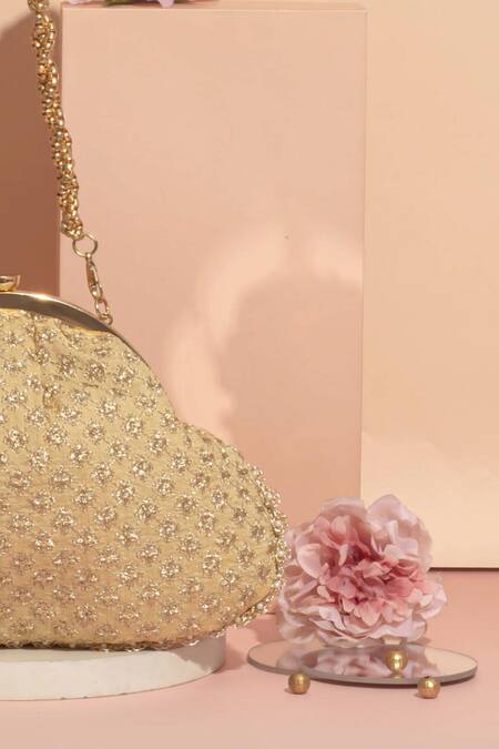 Amyra Gold Sequins Inaya Embroidered Clutch With Detachable Sling Online at Aza Fashions Amyra_Gold Sequins Inaya Embroidered Clutch With Detachable Sling_Online_at_Aza_Fashions