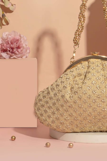 Buy Amyra Gold Sequins Inaya Embroidered Clutch With Detachable Sling Online at Aza Fashions Buy_Amyra_Gold Sequins Inaya Embroidered Clutch With Detachable Sling_Online_at_Aza_Fashions
