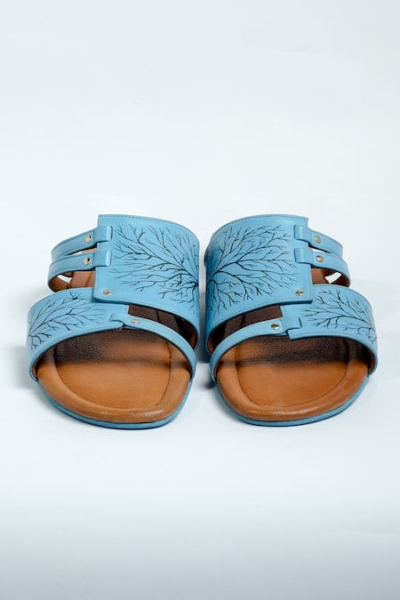 Buy_Aniket Gupta_Blue Chavi Tree Branch Top Flats_Online_at_Aza_Fashions