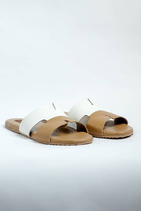 ANIKET GUPTA Brown Solid Shraddha Color Block Strap Flats 