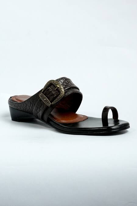 Aniket Gupta Brown Buckles Hampi Textured Leather Sandals Online at Aza Fashions Aniket Gupta_Brown Buckles Hampi Textured Leather Sandals_Online_at_Aza_Fashions
