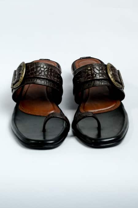 Shop Aniket Gupta Brown Buckles Hampi Textured Leather Sandals at Aza Fashions Shop_Aniket Gupta_Brown Buckles Hampi Textured Leather Sandals_at_Aza_Fashions