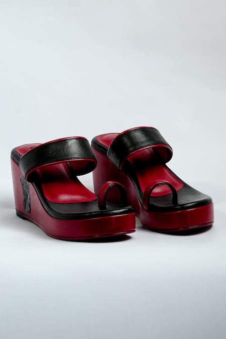 ANIKET GUPTA Shama Color Block Panda Wedges 