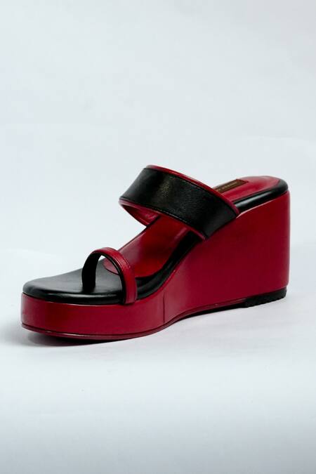 Buy Aniket Gupta Red Shama Color Block Panda Wedges Online at Aza Fashions Buy_Aniket Gupta_Red Shama Color Block Panda Wedges_Online_at_Aza_Fashions