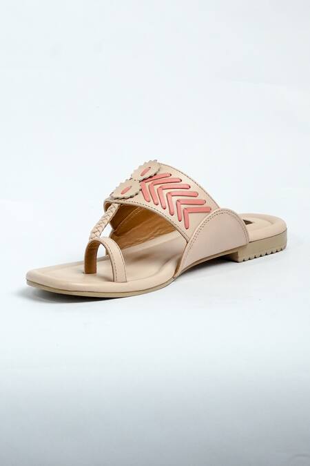 Aniket Gupta Pink Contrast Strap Kolhapuri Sandals Online at Aza Fashions Aniket Gupta_Pink Contrast Strap Kolhapuri Sandals_Online_at_Aza_Fashions