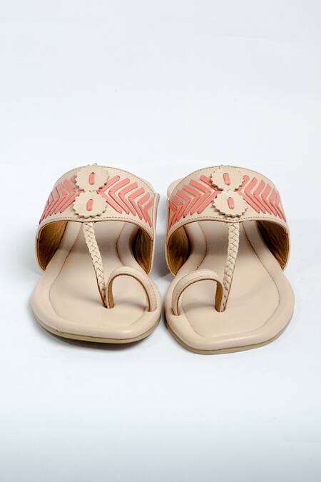 Shop Aniket Gupta Pink Contrast Strap Kolhapuri Sandals at Aza Fashions Shop_Aniket Gupta_Pink Contrast Strap Kolhapuri Sandals_at_Aza_Fashions