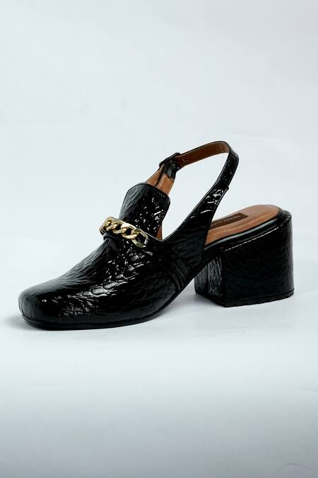 Aniket Gupta_Black Chain Rihana Top Block Heels _Online_at_Aza_Fashions