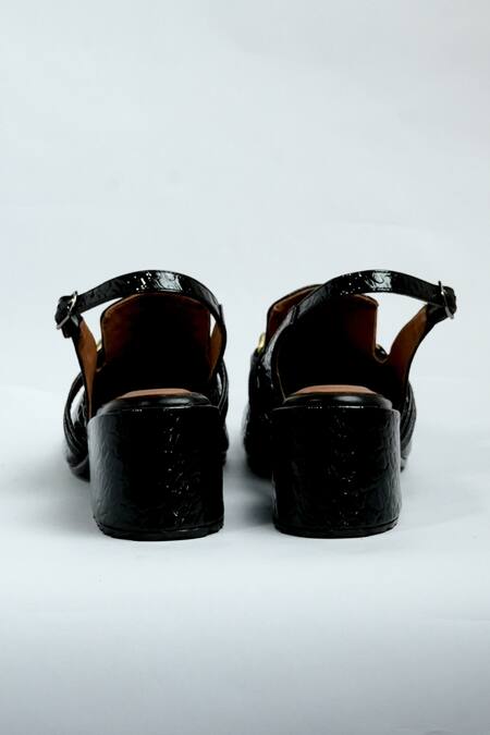 Buy_Aniket Gupta_Black Chain Rihana Top Block Heels _Online_at_Aza_Fashions