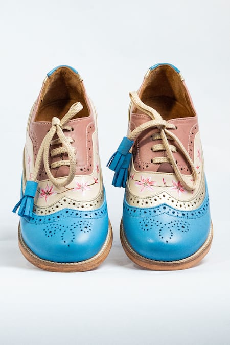 Aniket Gupta Floral Pattern Genuine Leather Brogue Sneakers 