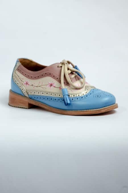 Aniket Gupta_Multi Color Floral Pattern Genuine Leather Brogue Sneakers _Online_at_Aza_Fashions