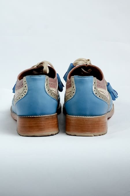 Buy_Aniket Gupta_Multi Color Floral Pattern Genuine Leather Brogue Sneakers _Online_at_Aza_Fashions