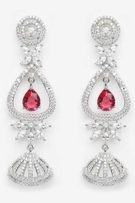 Khushi Jewels Cubic Zirconia Diamonds Embellished Dangler Earrings 