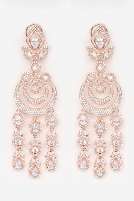 Khushi Jewels Cubic Zirconia Diamond Embellished Dangler Earrings 