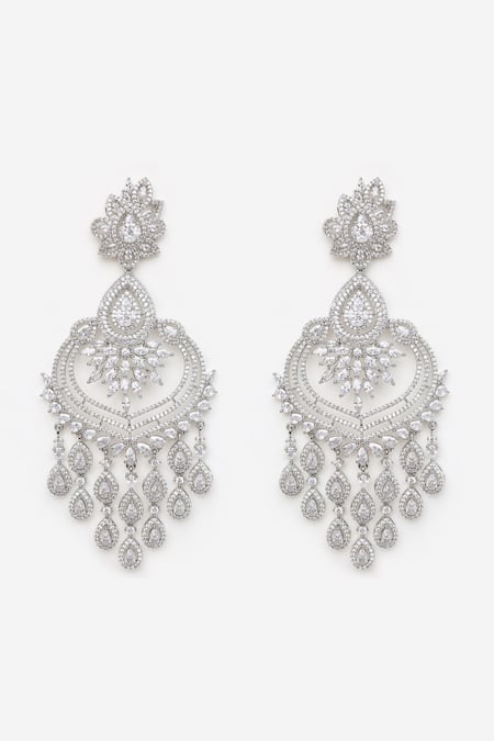 Khushi Jewels Cubic Zirconia Diamond Embellished Chanbali Long Earrings 
