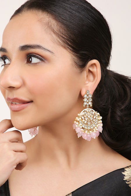 Khushi Jewels Bead Drops Embellished Chandbali Earrings 