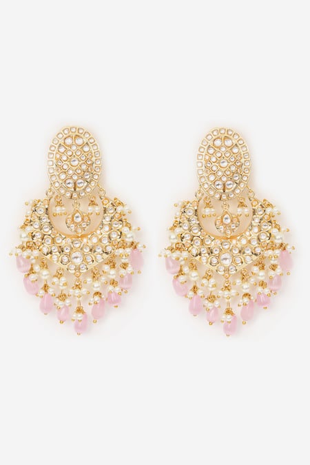Khushi Jewels Bead Drop Embellished Chandbali Earrings 