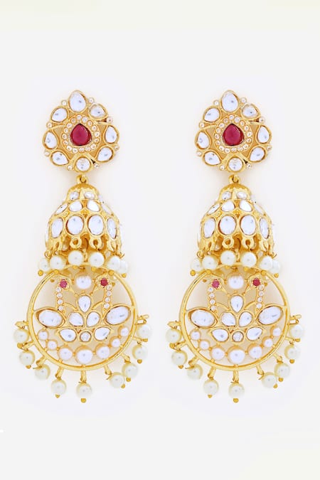 Khushi Jewels Pearl Drops Embellished Chanbali Earrings 