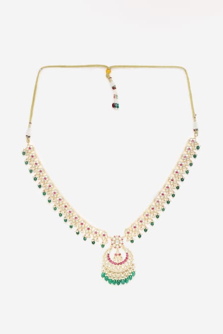 Khushi Jewels Embellished Long Pendant Necklace Set 