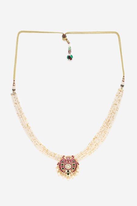 Khushi Jewels Moti Embellished Long Pendant Necklace Set 