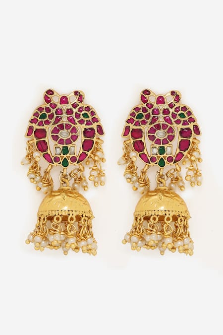 Khushi Jewels Red Mirrors, Stones, Metallic Thread Moti Embellished Long Pendant Necklace Set Online at Aza Fashions Khushi Jewels_Red Mirrors, Stones, Metallic Thread Moti Embellished Long Pendant Necklace Set _Online_at_Aza_Fashions