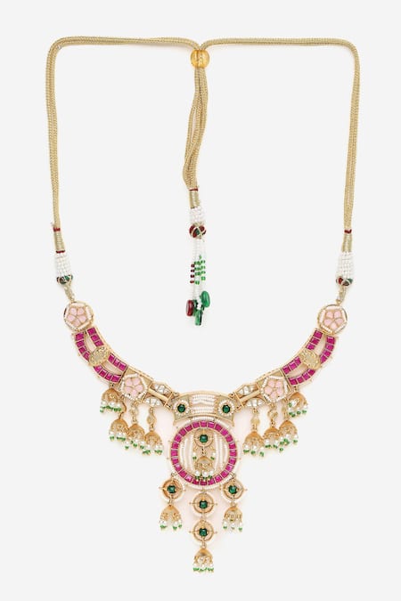 Khushi Jewels Kundan Embellished Pendant Choker Necklace Set 