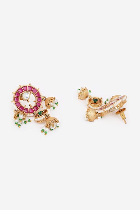 Buy_Khushi Jewels_Red Stones Kundan Embellished Pendant Choker Necklace Set _Online_at_Aza_Fashions