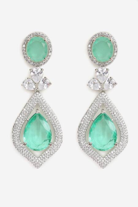 Khushi Jewels Green Cut Work, Diamonds Stone Embellished Long Necklace Set Online at Aza Fashions Khushi Jewels_Green Cut Work, Diamonds Stone Embellished Long Necklace Set _Online_at_Aza_Fashions