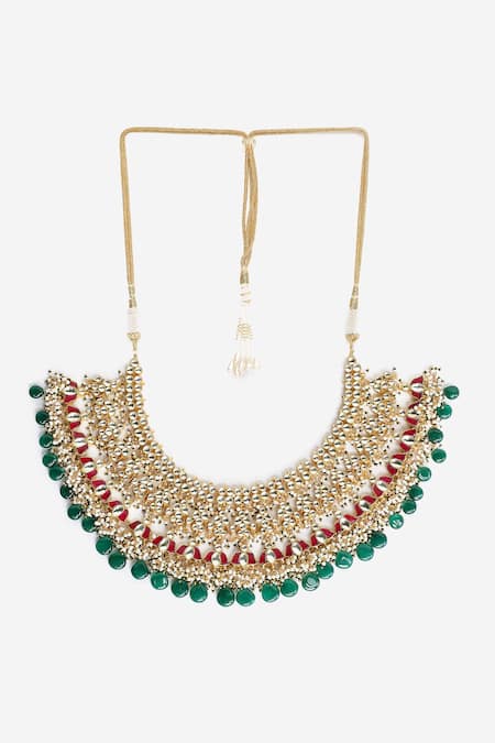 Khushi Jewels Stone Drop Embellished Choker Necklace Set 