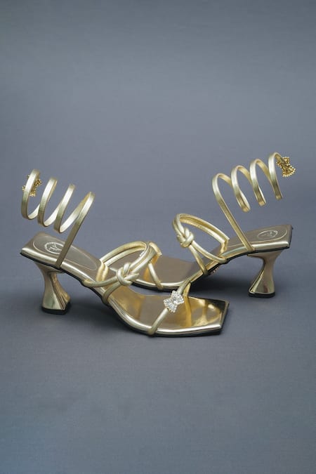 Sana K luxurious Footwear Gold Rhinestones, Brooches Crystal Butterfly Embellished Gun Metal Heels at Aza Fashions Sana K luxurious Footwear_Gold Rhinestones, Brooches Crystal Butterfly Embellished Gun Metal Heels _at_Aza_Fashions