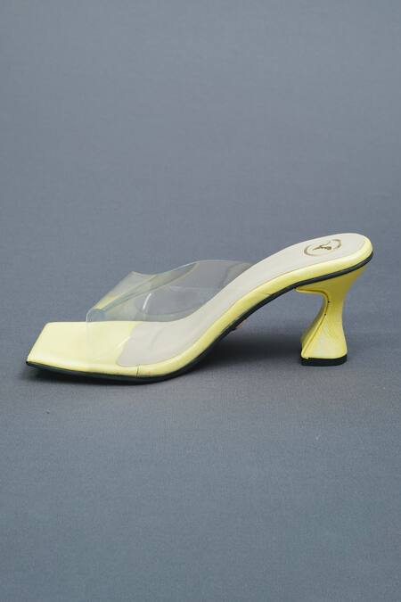 Buy Sana K luxurious Footwear Yellow Le Transparent Strap Slip On Heels Online at Aza Fashions Buy_Sana K luxurious Footwear_Yellow Le Transparent Strap Slip On Heels _Online_at_Aza_Fashions