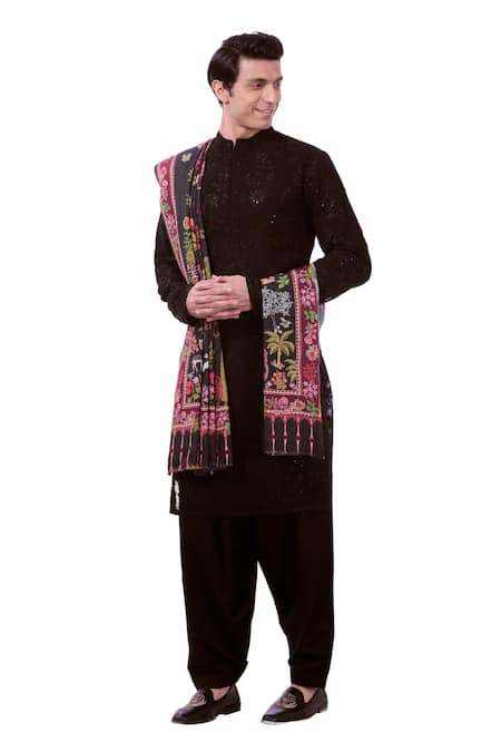 Buy_Taroob_Black Kalamkari Print Work Shawl