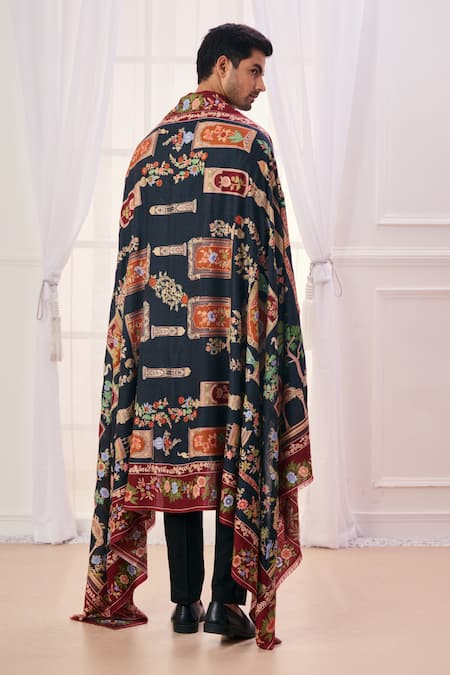 Taroob Raj Darbar Embroidered Kalamkari Shawl 
