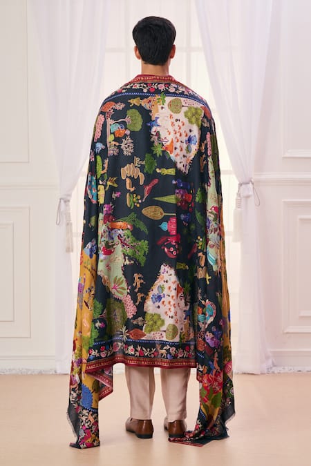 Taroob Shikardar Kalamkari Embroidered Shawl 