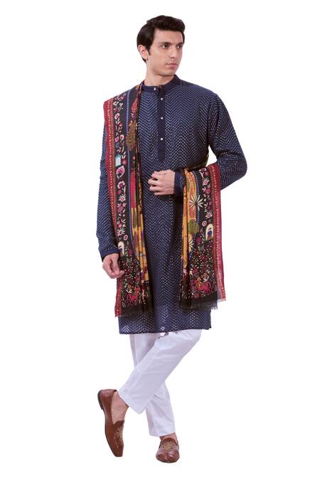 Shop_Taroob_Black Kalamkari Print Vintage Shikardar Shawl_Online_at_Aza_Fashions