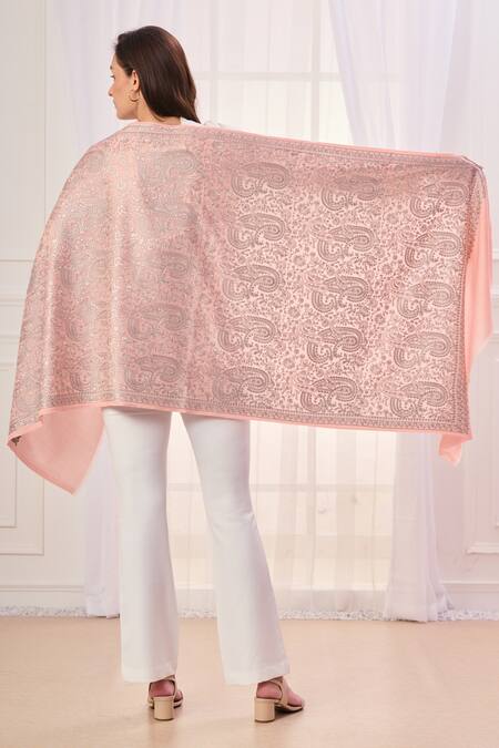 Shop_Taroob_Pink Sozni Embroidered Stole _at_Aza_Fashions