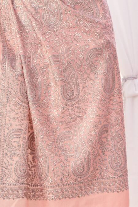 Taroob_Pink Sozni Embroidered Stole _Online_at_Aza_Fashions