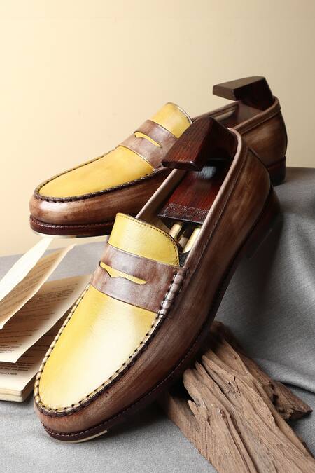 Fellmonger_Yellow Mirror Glossed Moccasins _Online_at_Aza_Fashions
