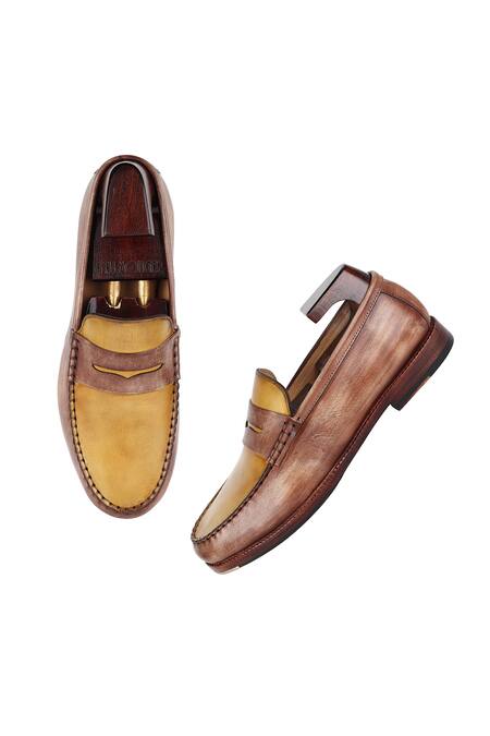 Shop_Fellmonger_Yellow Mirror Glossed Moccasins _Online_at_Aza_Fashions